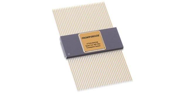 The UT54LVDM228 is a quad 2x2 cross point switch utilizing Low Voltage Differential Signaling (LVDS) technology for low power, high-speed operation